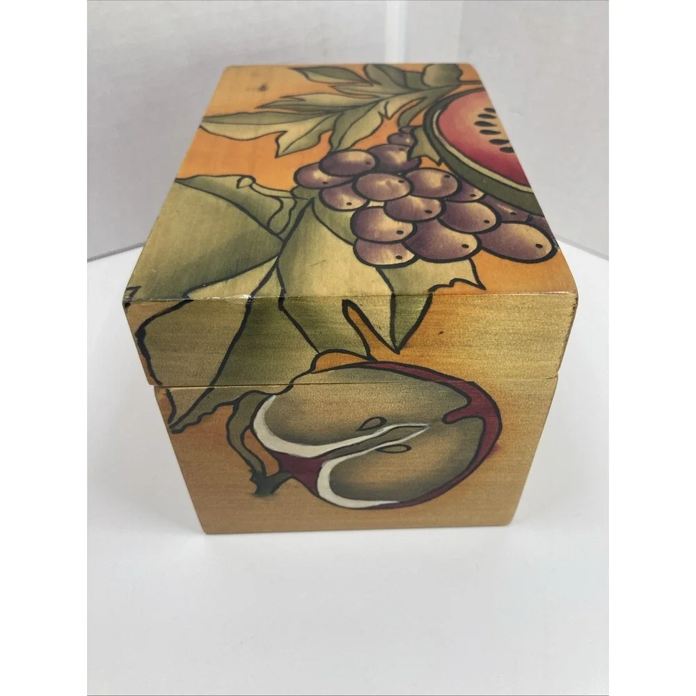 Vintage Wooden Colorful‎ Fruit on Wood Recipe Box w/Recipes Philippines